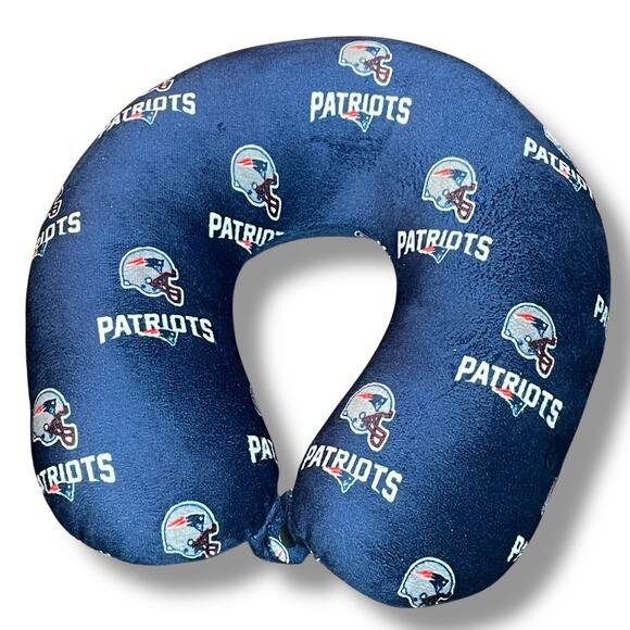 New England Patriots Neck Pillow Travel Plane Car NFL Vacation Blue Snap Closure - Picture 7 of 9